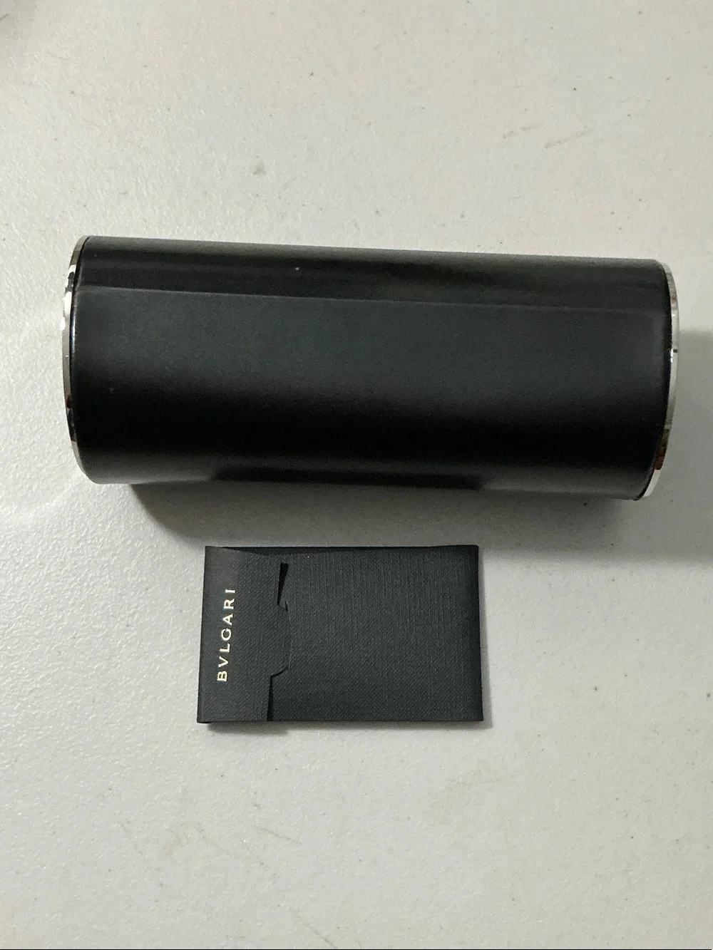 Bulgari Black Cylinder Case with Silver Accents